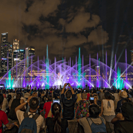 Singapura: Passeio ao crepúsculo com cruzeiro guiado e espectáculos de luz