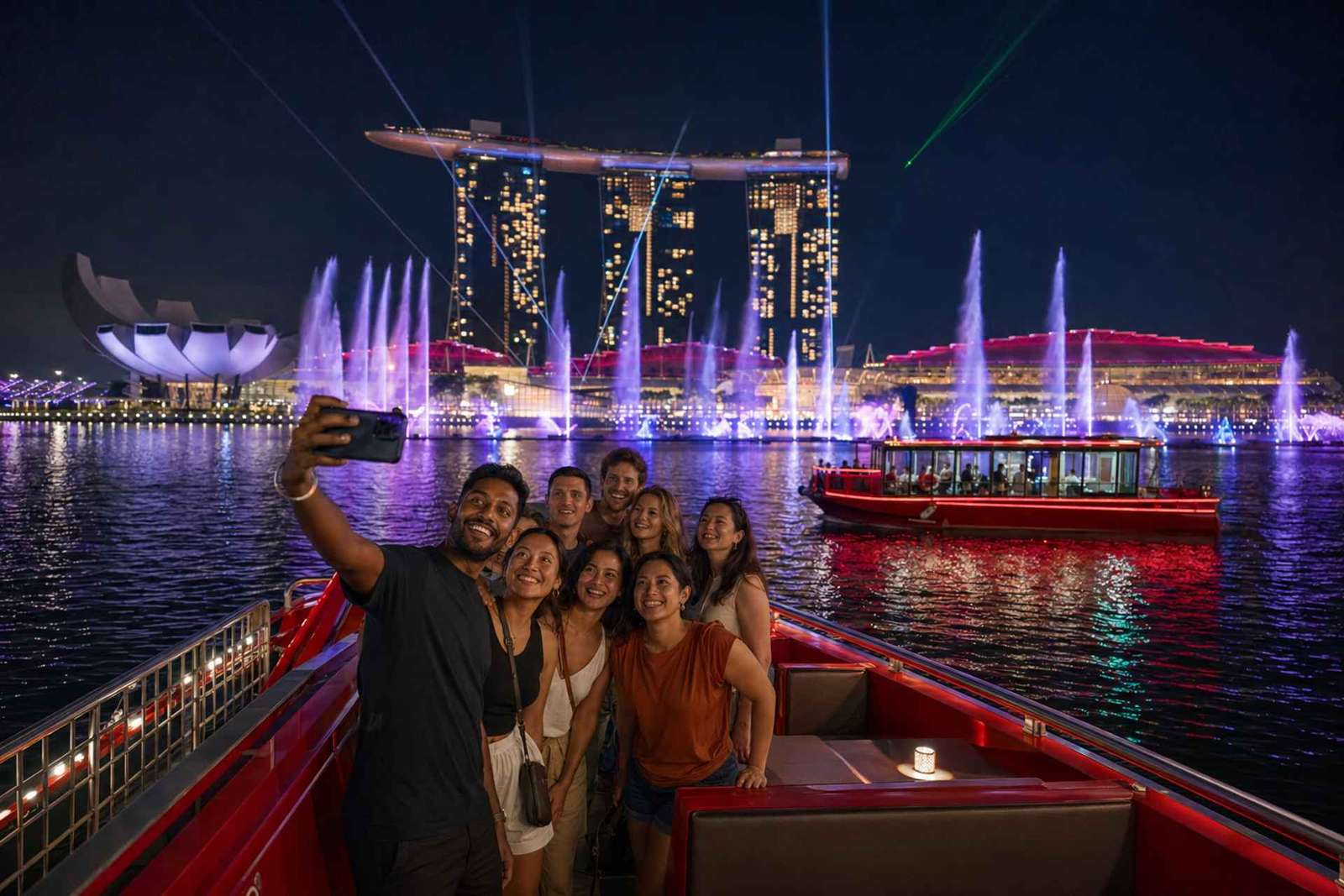 Noite estrelada de Singapura: Cruise, Garden Rhapsody e Spectra