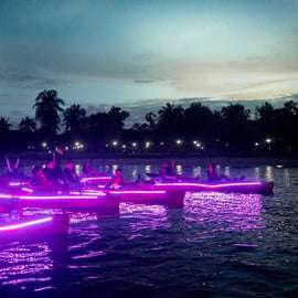 Singapura: Passeio de caiaque noturno com LED no Parque Pasir Ris com mexilhões