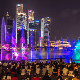 Singapura: Passeio ao crepúsculo com cruzeiro guiado e espectáculos de luz